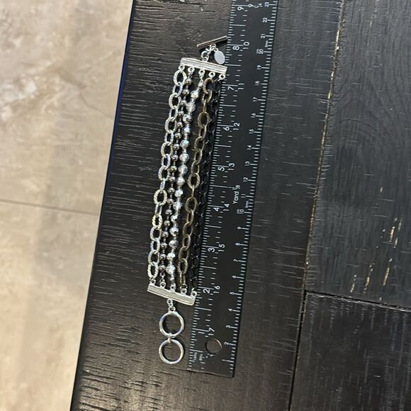 Cookie Lee Multistrand Toggle Chain Mixed Media Beaded Bracelet - Picture 6 of 7